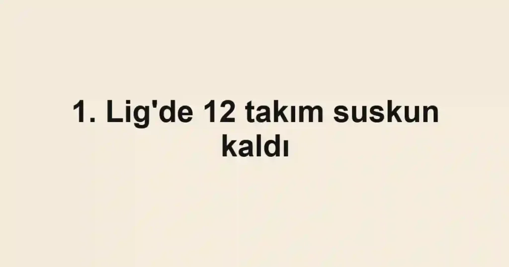 1. Lig'de 12 takım suskun kaldı