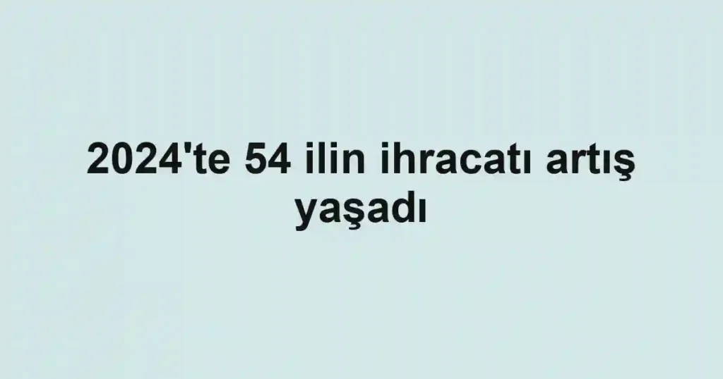 2024'te 54 ilin ihracatı artış yaşadı