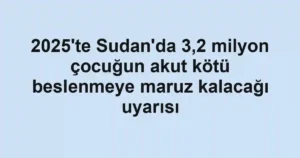 2025'te Sudan'da 3,2 milyon çocuğun akut kötü beslenmeye maruz kalacağı uyarısı