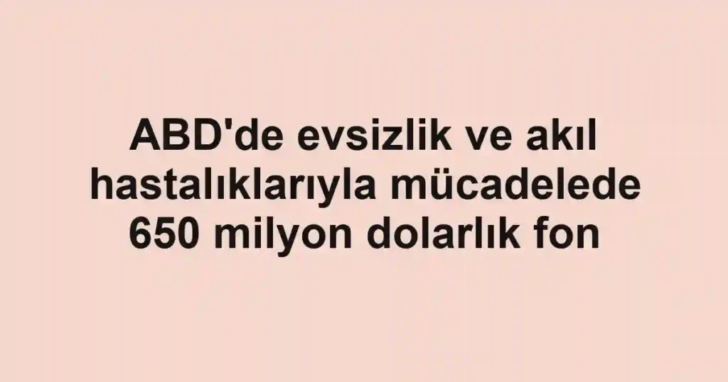 ABD'de evsizlik ve akıl hastalıklarıyla mücadelede 650 milyon dolarlık fon