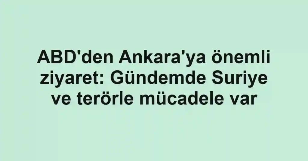 ABD'den Ankara'ya önemli ziyaret: Gündemde Suriye ve terörle mücadele var