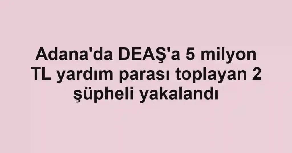Adana'da DEAŞ'a 5 milyon TL yardım parası toplayan 2 şüpheli yakalandı