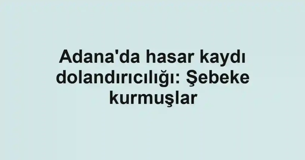 Adana'da hasar kaydı dolandırıcılığı: Şebeke kurmuşlar