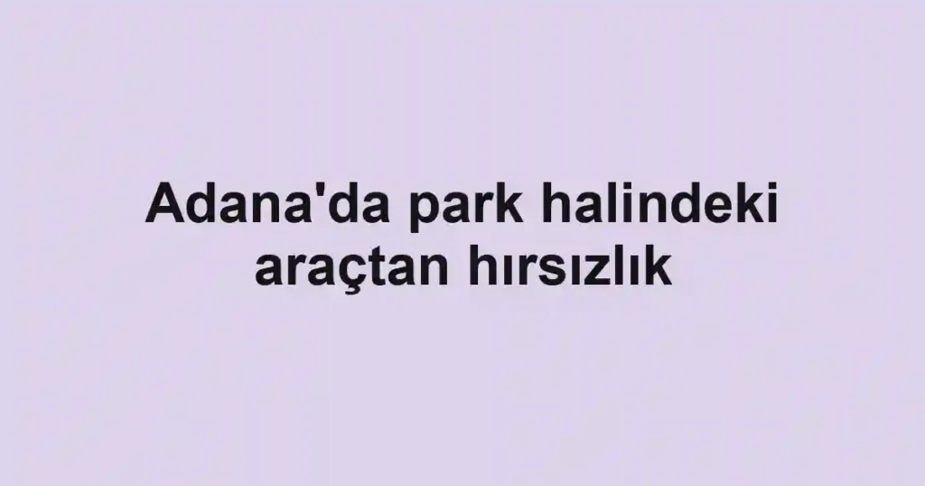 Adana'da park halindeki araçtan hırsızlık