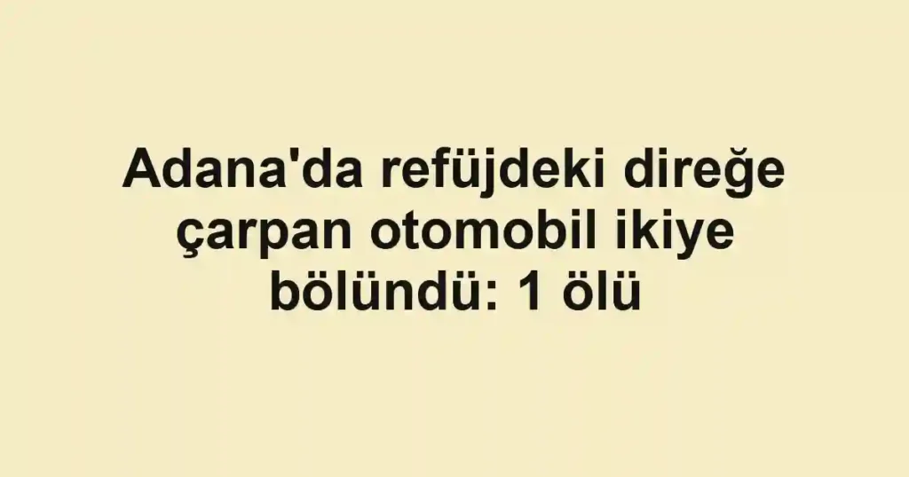 Adana'da refüjdeki direğe çarpan otomobil ikiye bölündü: 1 ölü