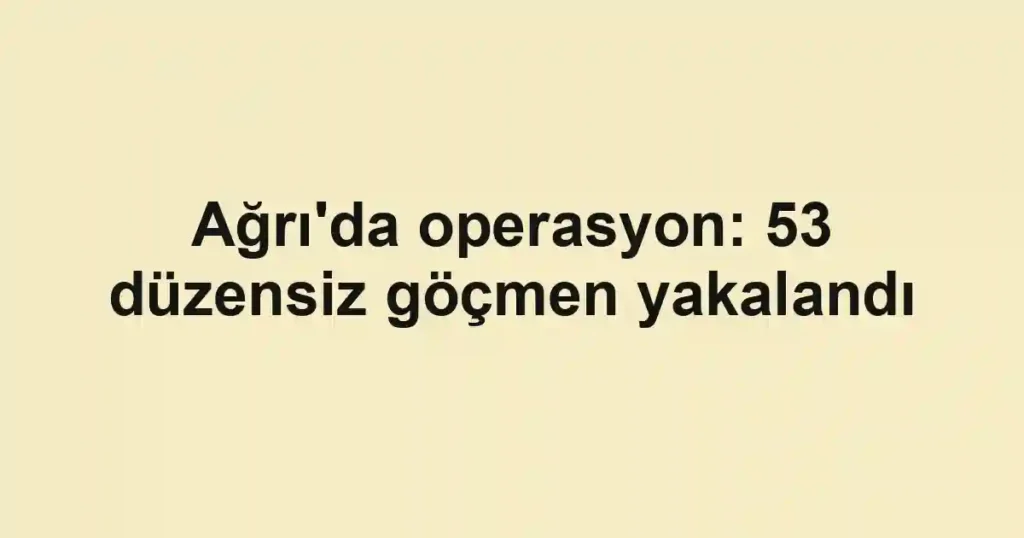 Ağrı'da operasyon: 53 düzensiz göçmen yakalandı