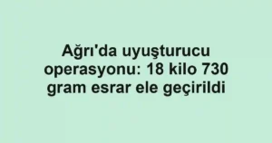 Ağrı'da uyuşturucu operasyonu: 18 kilo 730 gram esrar ele geçirildi