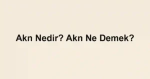 Akn Nedir? Akn Ne Demek?
