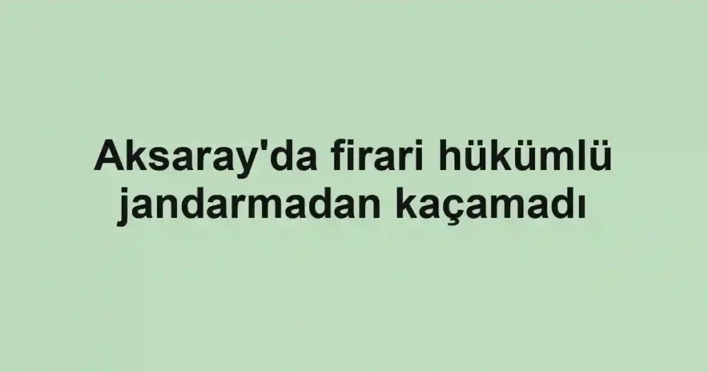 Aksaray'da firari hükümlü jandarmadan kaçamadı