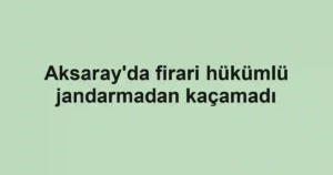 Aksaray'da firari hükümlü jandarmadan kaçamadı