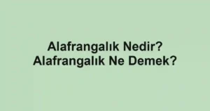 Alafrangalık Nedir? Alafrangalık Ne Demek?