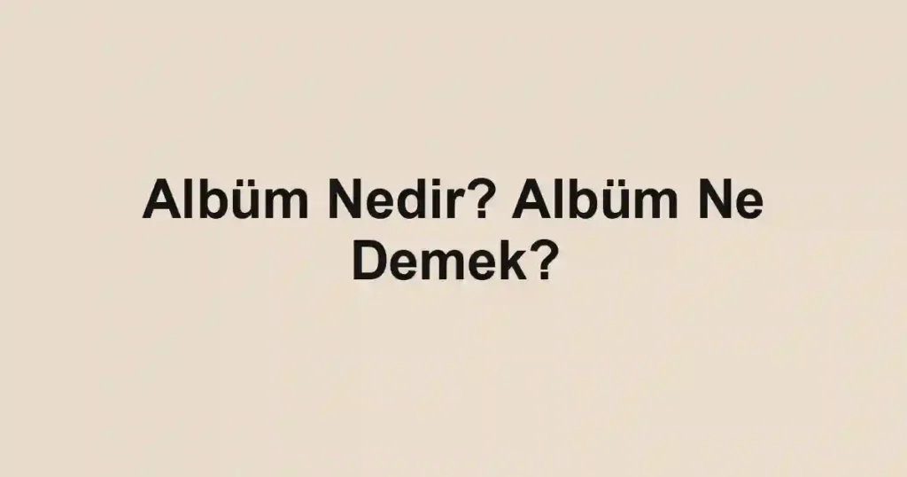 Albüm Nedir? Albüm Ne Demek?