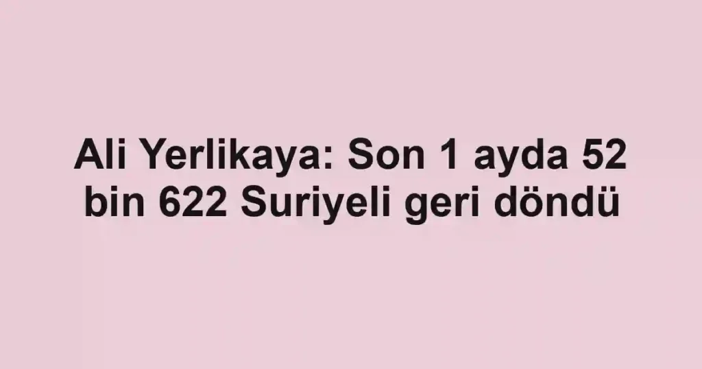 Ali Yerlikaya: Son 1 ayda 52 bin 622 Suriyeli geri döndü