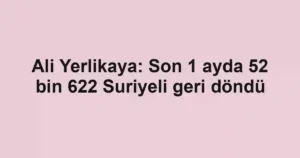 Ali Yerlikaya: Son 1 ayda 52 bin 622 Suriyeli geri döndü