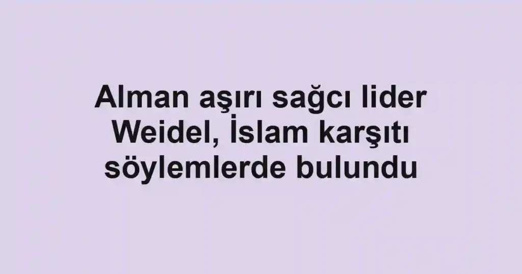 Alman aşırı sağcı lider Weidel, İslam karşıtı söylemlerde bulundu
