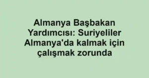 Almanya Başbakan Yardımcısı: Suriyeliler Almanya'da kalmak için çalışmak zorunda