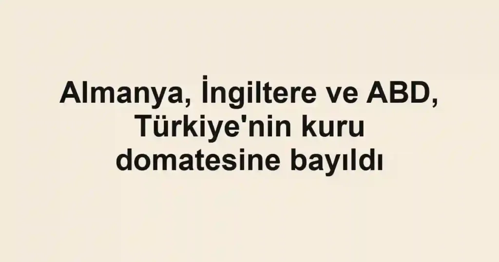 Almanya, İngiltere ve ABD, Türkiye'nin kuru domatesine bayıldı