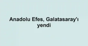 Anadolu Efes, Galatasaray'ı yendi