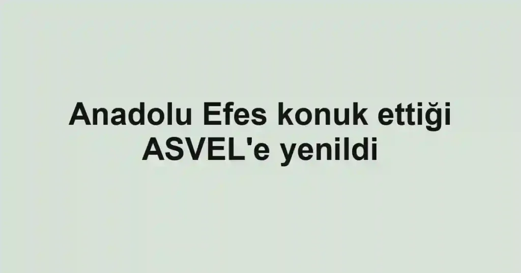 Anadolu Efes konuk ettiği ASVEL'e yenildi