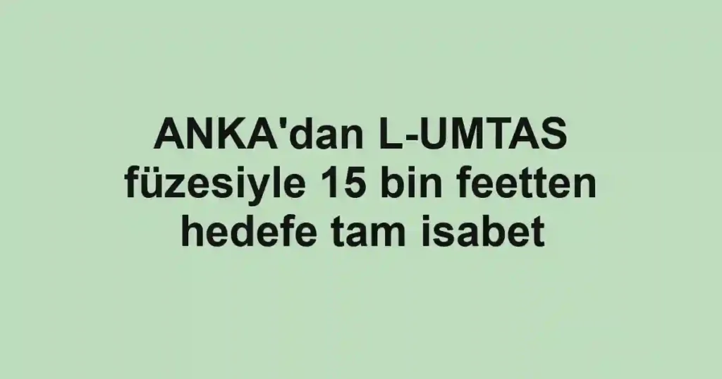 ANKA'dan L-UMTAS füzesiyle 15 bin feetten hedefe tam isabet