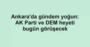 Ankara'da gündem yoğun: AK Parti ve DEM heyeti bugün görüşecek
