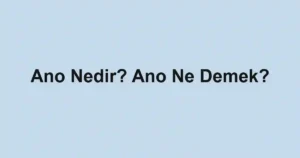 Ano Nedir? Ano Ne Demek?