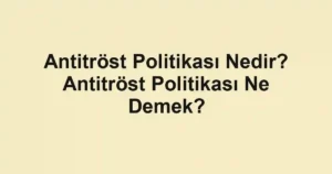 Antitröst Politikası Nedir? Antitröst Politikası Ne Demek?