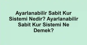 Ayarlanabilir Sabit Kur Sistemi Nedir? Ayarlanabilir Sabit Kur Sistemi Ne Demek?