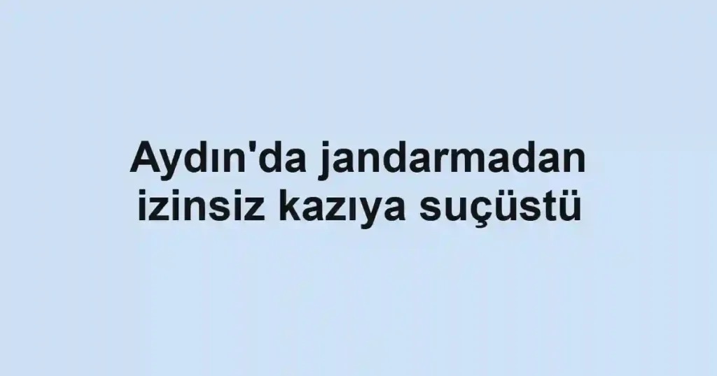 Aydın'da jandarmadan izinsiz kazıya suçüstü