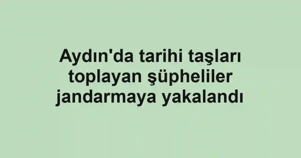 Aydın'da tarihi taşları toplayan şüpheliler jandarmaya yakalandı