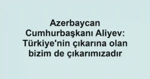 Azerbaycan Cumhurbaşkanı Aliyev: Türkiye'nin çıkarına olan bizim de çıkarımızadır