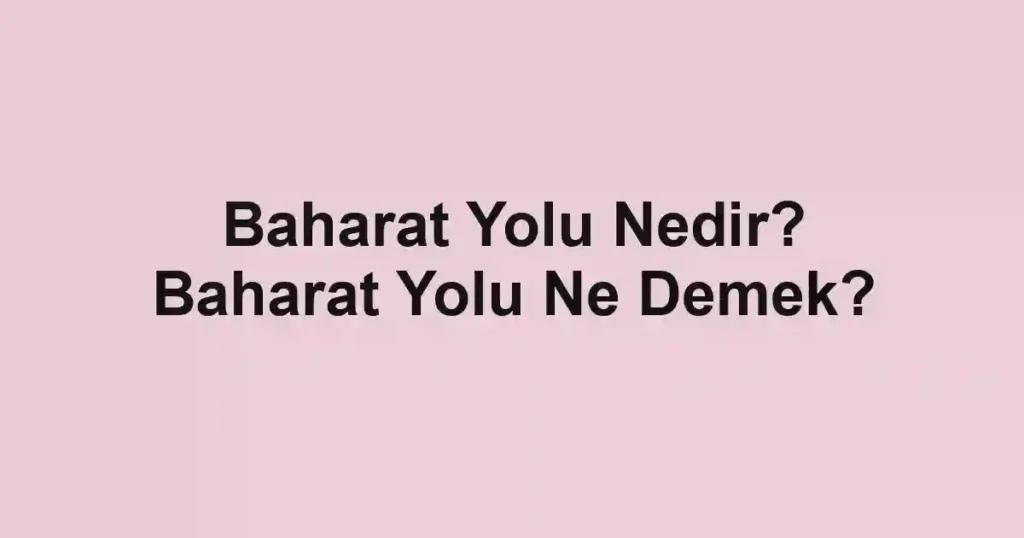 Baharat Yolu Nedir? Baharat Yolu Ne Demek?