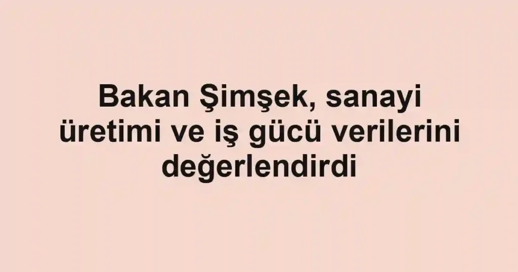 Bakan Şimşek, sanayi üretimi ve iş gücü verilerini değerlendirdi