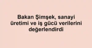 Bakan Şimşek, sanayi üretimi ve iş gücü verilerini değerlendirdi