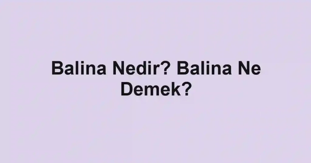 Balina Nedir? Balina Ne Demek?