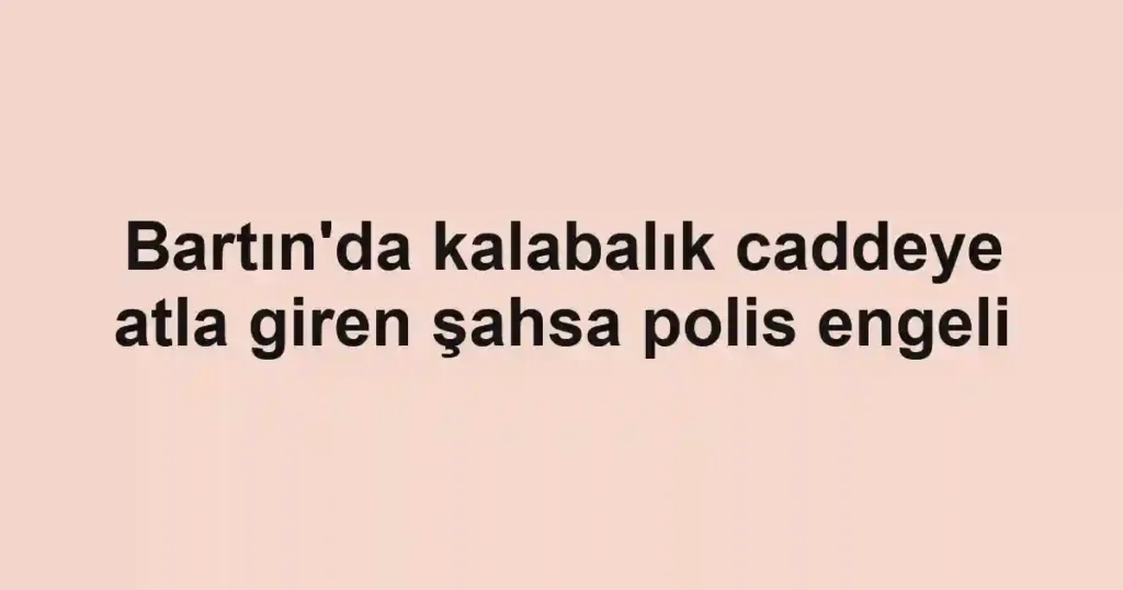 Bartın'da kalabalık caddeye atla giren şahsa polis engeli