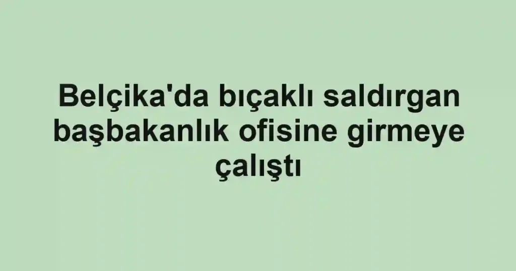 Belçika'da bıçaklı saldırgan başbakanlık ofisine girmeye çalıştı