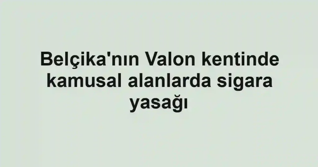 Belçika'nın Valon kentinde kamusal alanlarda sigara yasağı