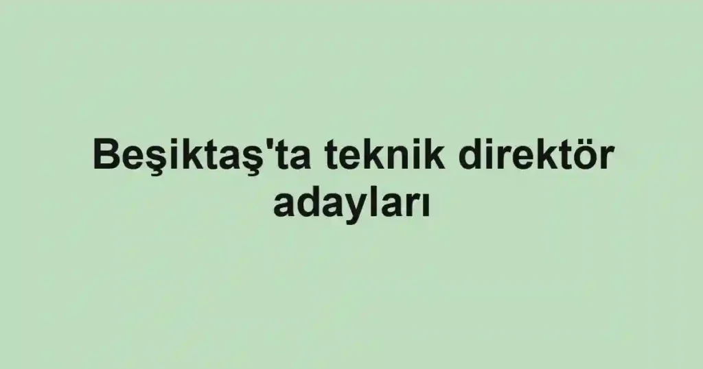 Beşiktaş'ta teknik direktör adayları