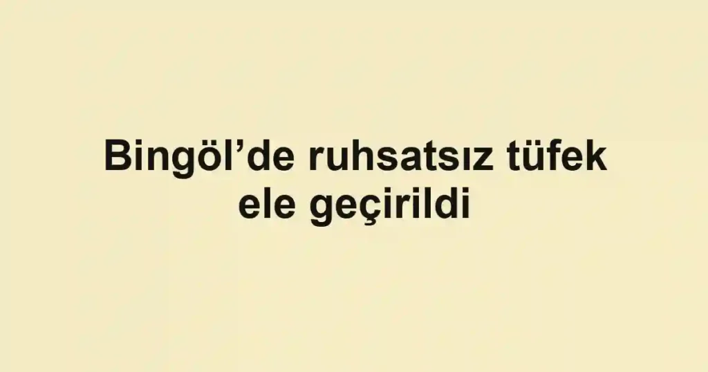 Bingöl’de ruhsatsız tüfek ele geçirildi