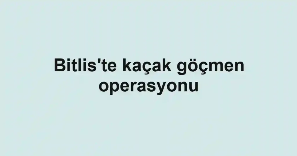 Bitlis'te kaçak göçmen operasyonu