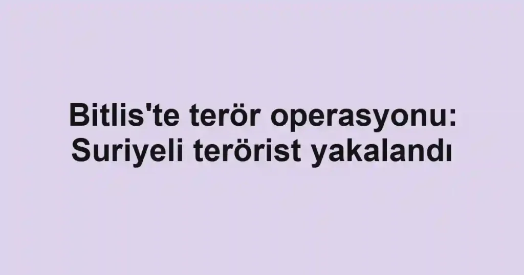 Bitlis'te terör operasyonu: Suriyeli terörist yakalandı