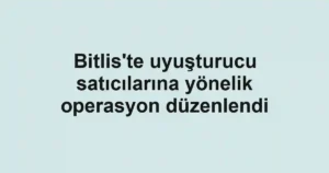 Bitlis'te uyuşturucu satıcılarına yönelik operasyon düzenlendi