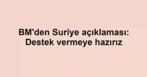 BM'den Suriye açıklaması: Destek vermeye hazırız