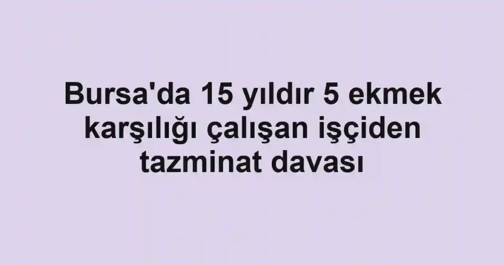 Bursa'da 15 yıldır 5 ekmek karşılığı çalışan işçiden tazminat davası