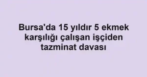 Bursa'da 15 yıldır 5 ekmek karşılığı çalışan işçiden tazminat davası