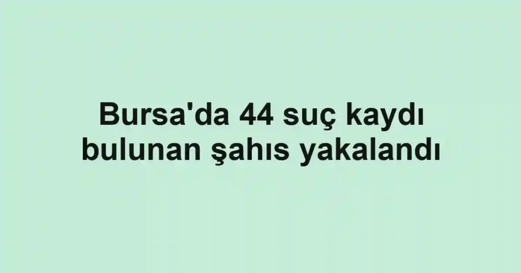 Bursa'da 44 suç kaydı bulunan şahıs yakalandı