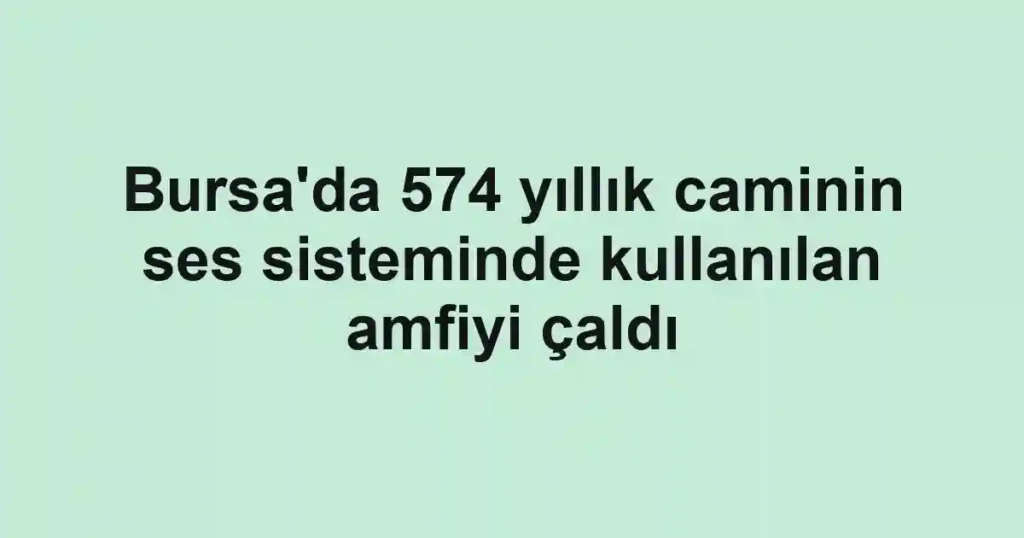 Bursa'da 574 yıllık caminin ses sisteminde kullanılan amfiyi çaldı