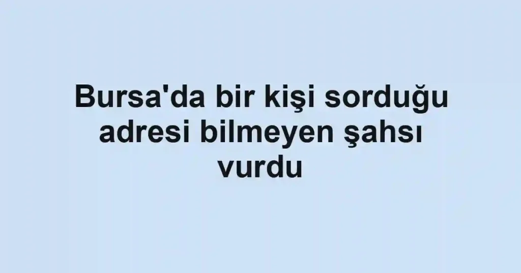 Bursa'da bir kişi sorduğu adresi bilmeyen şahsı vurdu