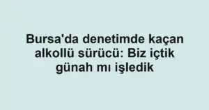 Bursa'da denetimde kaçan alkollü sürücü: Biz içtik günah mı işledik